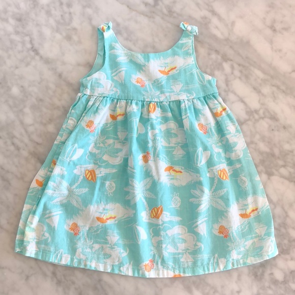 Euc Baby Girl Beach Dress 12 18 Month Aqua Orange